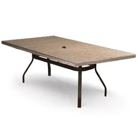42"x 82" Rectangular Balcony Table with Umbrella Hole and Splayed Legs